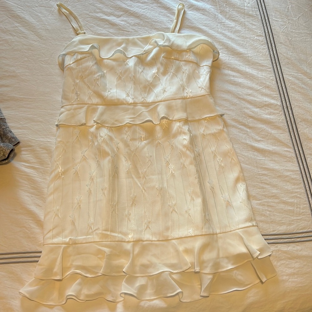 About Us White Star Pattern Ruffle Mini Dress - image 1